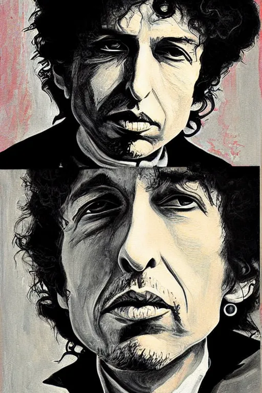 Image similar to Poster artwork, painting of Bob Dylan by Bob Dylan