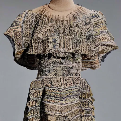 Image similar to a dress made out of stone rock fabric