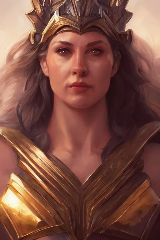 Image similar to amazon valkyrie athena, d & d, fantasy, portrait, highly detailed, headshot, digital painting, trending on artstation, concept art, sharp focus, illustration, art by artgerm and greg rutkowski and magali villeneuve