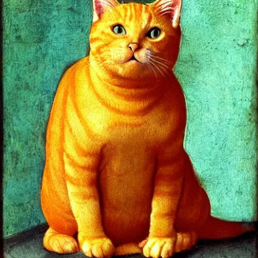 Image similar to fat orange tabby cat by leonardo davinci