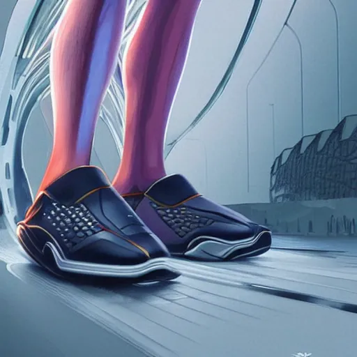 Image similar to turbo-futuristic high-detailed sneakers designed by Ilya Repin