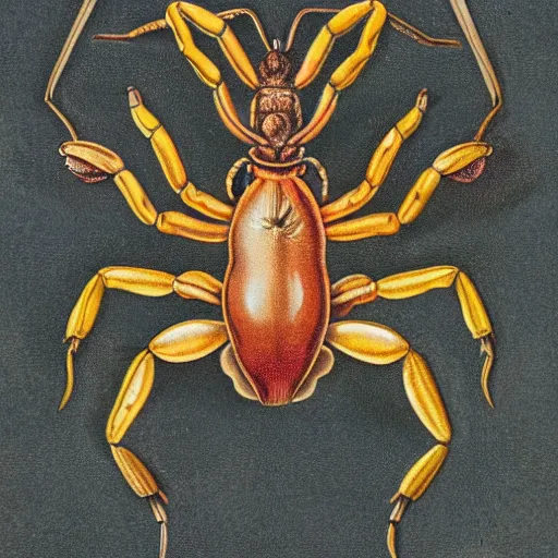 Image similar to a botanical illustration of a scorpion