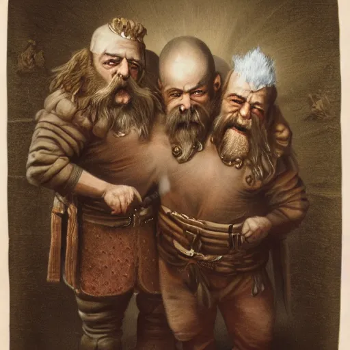 Image similar to Realistic portrait of 3 Dwarf Brothers