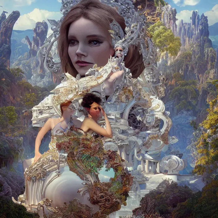 Prompt: minimal modernist bauhaus jeff koons style neverending story oracles palace, ultra realistic, concept art, intricate details, serious, highly detailed, photorealistic, octane render, 8 k, unreal engine, art by todd mcfarlane and artgerm and greg rutkowski and alphonse mucha