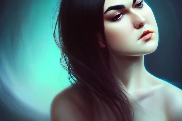 Image similar to surreal Portrait of Sasha Grey in dmt chromatic surreal liquid enviroment , elegant, highly detailed, smooth, photoreal, sharp focus, illustration, beautiful, geometric, dmt trending on artstation, cinematic, artwork by WLOP, Rossdraws