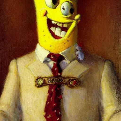 Prompt: Gaston Bussiere portrait of Spongebob Squarepants