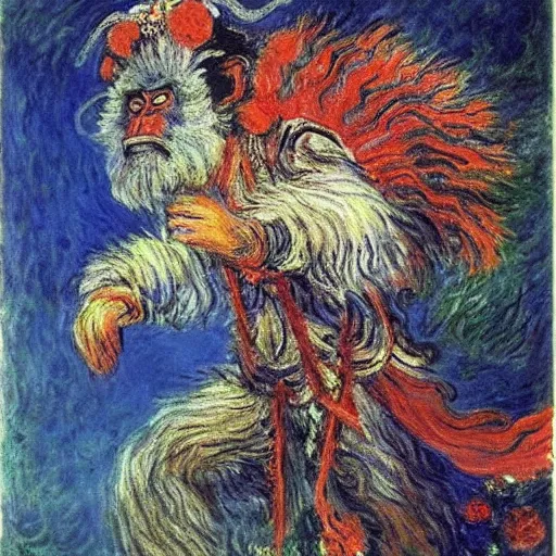 Image similar to The monkey king of China, Claude Monet,