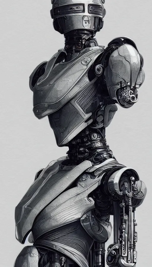 Image similar to robocop, fame of thrones, fibonacci, sweat drops, intricate fashion clothing, insane, intricate, highly detailed, surrealistic, digital painting, artstation, concept art, smooth, sharp focus, illustration, Unreal Engine 5, 8K, art by artgerm and greg rutkowski and alphonse mucha