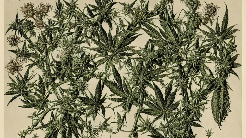 Prompt: Cannabis buds, by Ernst Haeckel and by Walton Ford