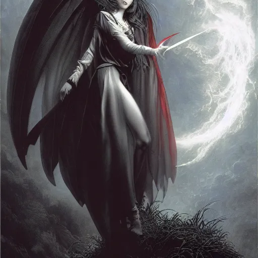 Prompt: young vampire princess with burning wings 4 k high definition dramatic lighting artstation trending path traced contrast light and dark cinematic breathtaking by gustave dore, noriyoshi ohrai, patrick woodroffe, and hans zatzka