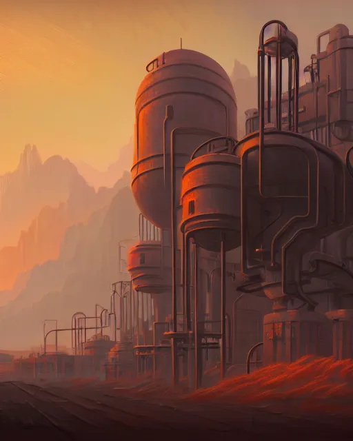 Prompt: industrial architecture by noah bradley, desert otherworldly fantasy retro wilderness dieselpunk azeroth, archdaily, wallpaper, highly detailed, trending on artstation.