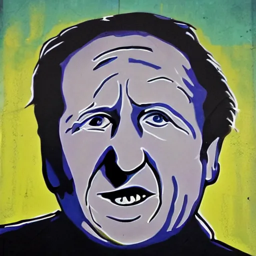 Prompt: neil warnock as the grim reaper in the style of banksy