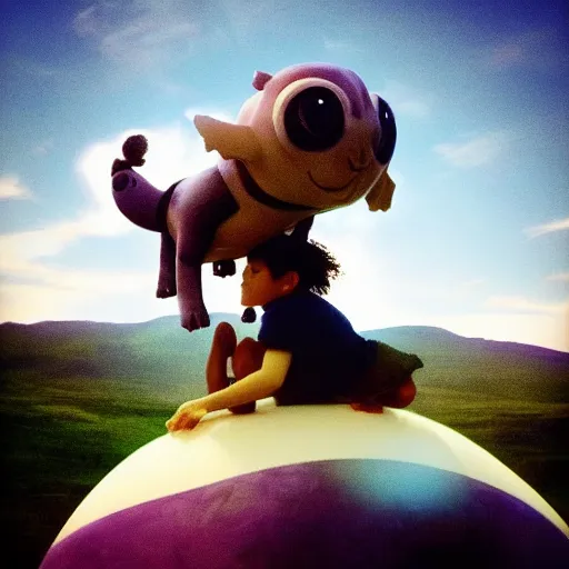 Image similar to dj porter robinson riding appa from avatar the last airbender