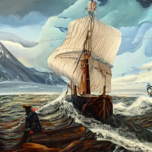 Image similar to the final whaling trip, oil on canvas, highly detailed, masterpiece