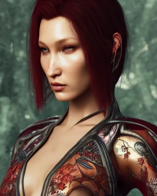 Image similar to a highly detailed metahuman 8 k close up render of bella hadid in takato yamamoto style trending on artstation made in unreal engine 4