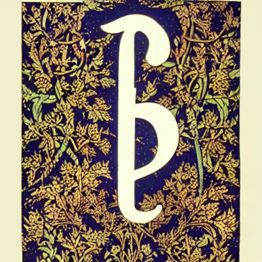 Prompt: illuminated number 1, typography by william morris