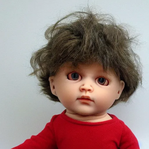 Image similar to a mullet baby doll that looks like mikky ekko, felt