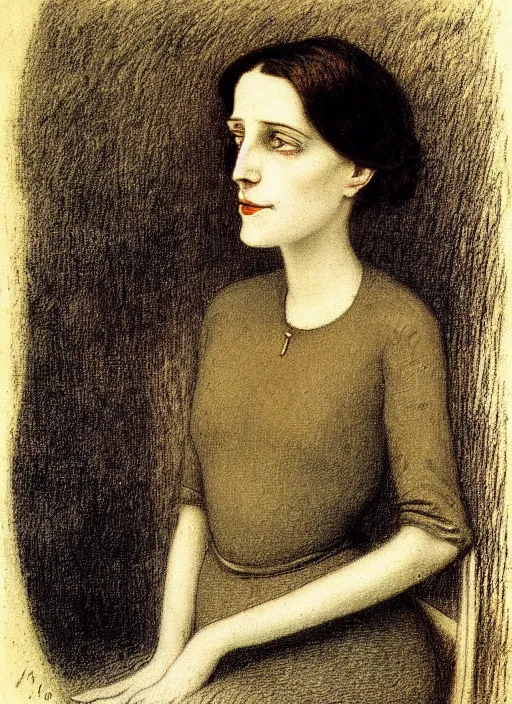 Image similar to a portrait of a pretty young lady by alfred kubin