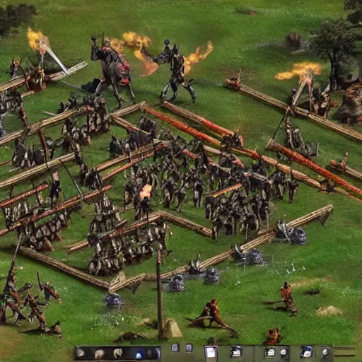 Image similar to a realistic battle scene featuring age of empires units