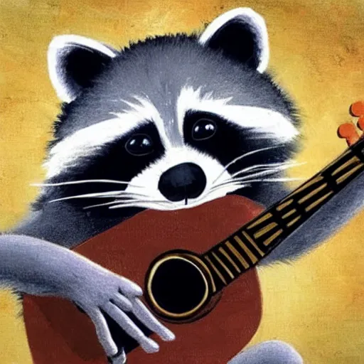 Image similar to a raccoon playing the guitar