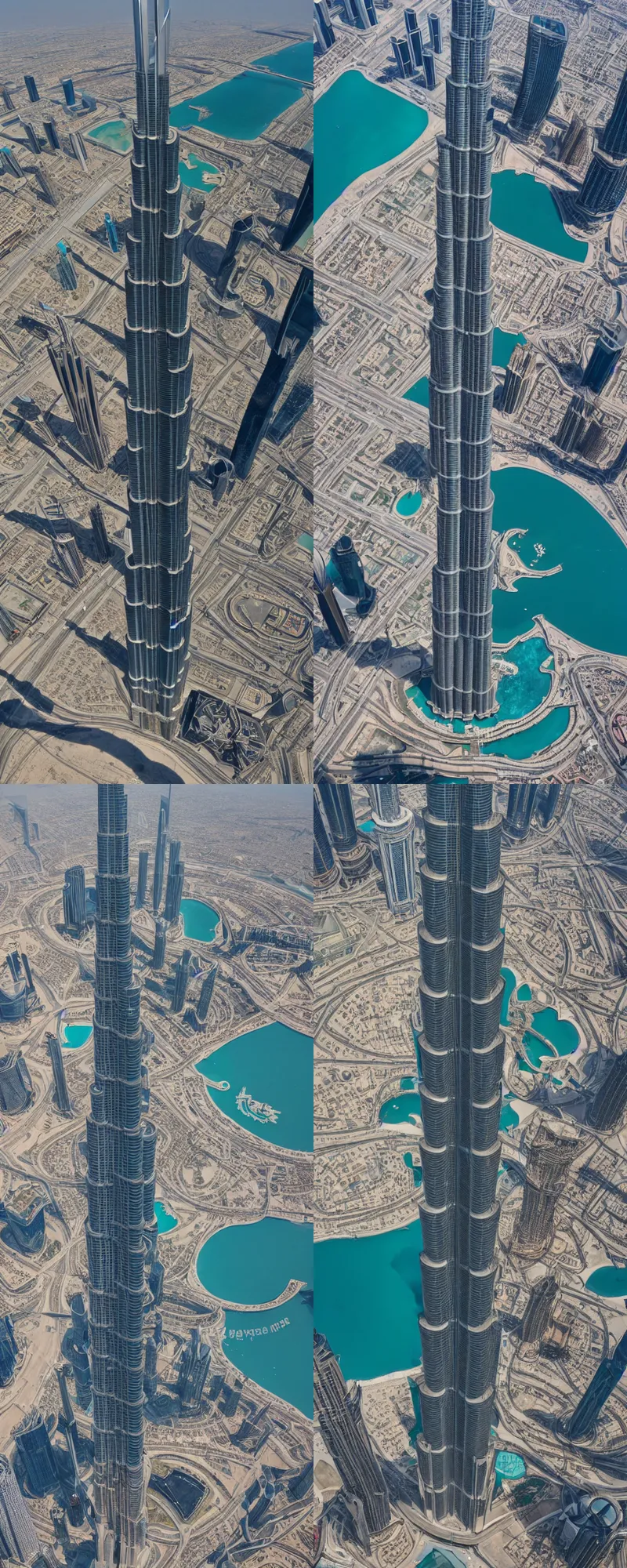 Prompt: Burj Khalifa viewed from above