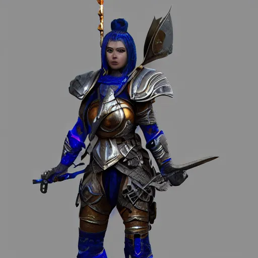 Prompt: beautiful warrior with lapis lazuli armour, highly detailed, 4k, HDR, award-winning, octane render, artstation