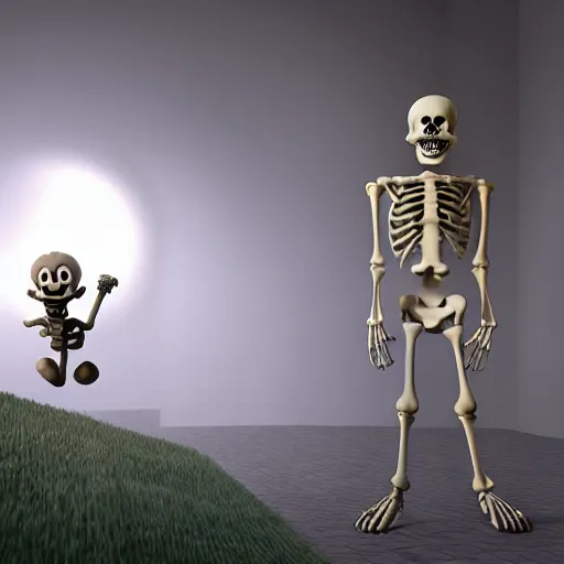 Image similar to A skeleton in the game Super Mario 64, unreal engine, highly detailed, vray, 8k