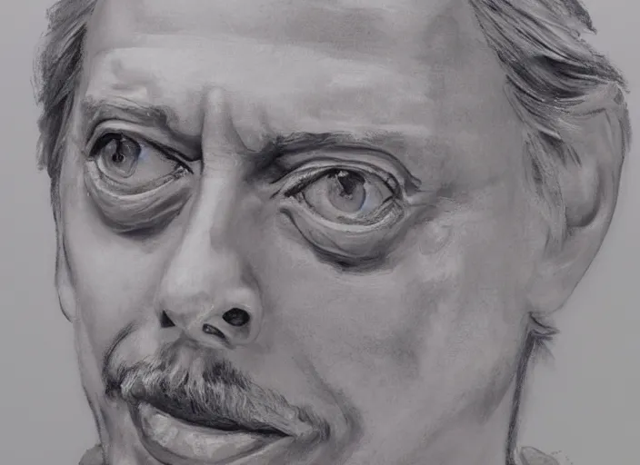 Prompt: a highly detailed beautiful portrait of the face of steve buscemi carved in a stone mountain, by gregory manchess, james gurney, james jean. wide landscape.