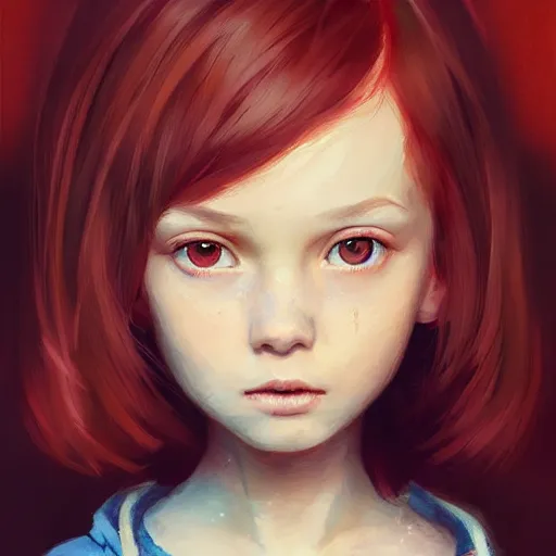 Image similar to a cute tiny girl with short red hair wearing a hoodie, digital art, very beautiful face, pretty face, very detailed eyes, full body illustration, 8 k resolution, soft painting, by greg rutkowski, wlop, rossdraws,