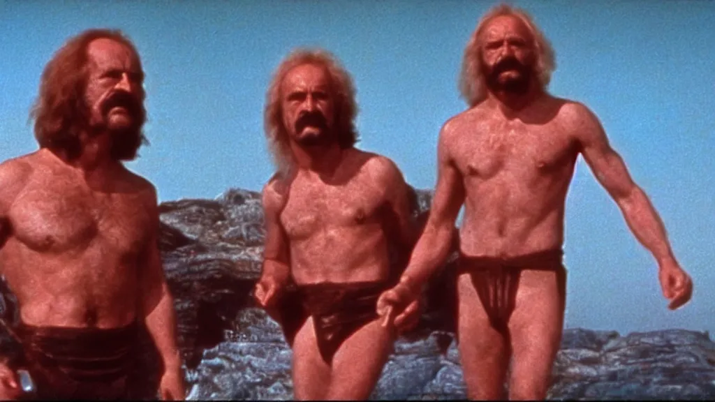 Prompt: still from the movie zardoz 2, 1 9 7 5, cinematic lighting, ultra realistic, panavision, wide screen, saturated color, seventies cinema, vintage science fiction cinema