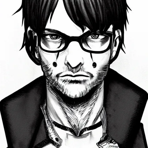 Image similar to punk jeffrey dahmer psycho, profile picture, grunge fashion, reflection, cute artwork, inspired by made in abyss, gothic style