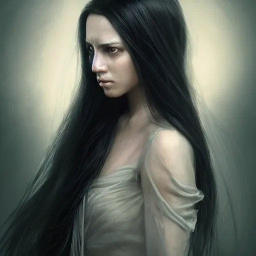 Prompt: portrait of a beautiful female cleric with long black hair and a angry face. And carry a long needle in his hands. Epic fantasy. beautiful. hyperrealism symetric face cinematic top lighting, insanely detailed and intricate, face by wlop, Charlie Bowater, golden ratio, symmetric, elegant, ornate, luxury, elite, matte painting, cinematic, trending on artstation, deviantart and cgsociety, 8k, high resolution