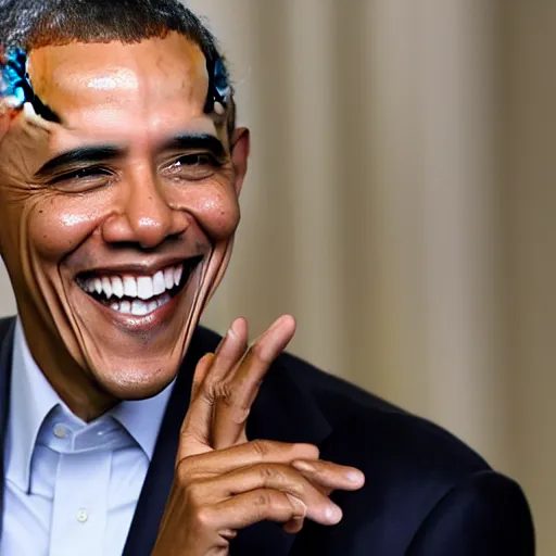 Prompt: barack obama smiling intently