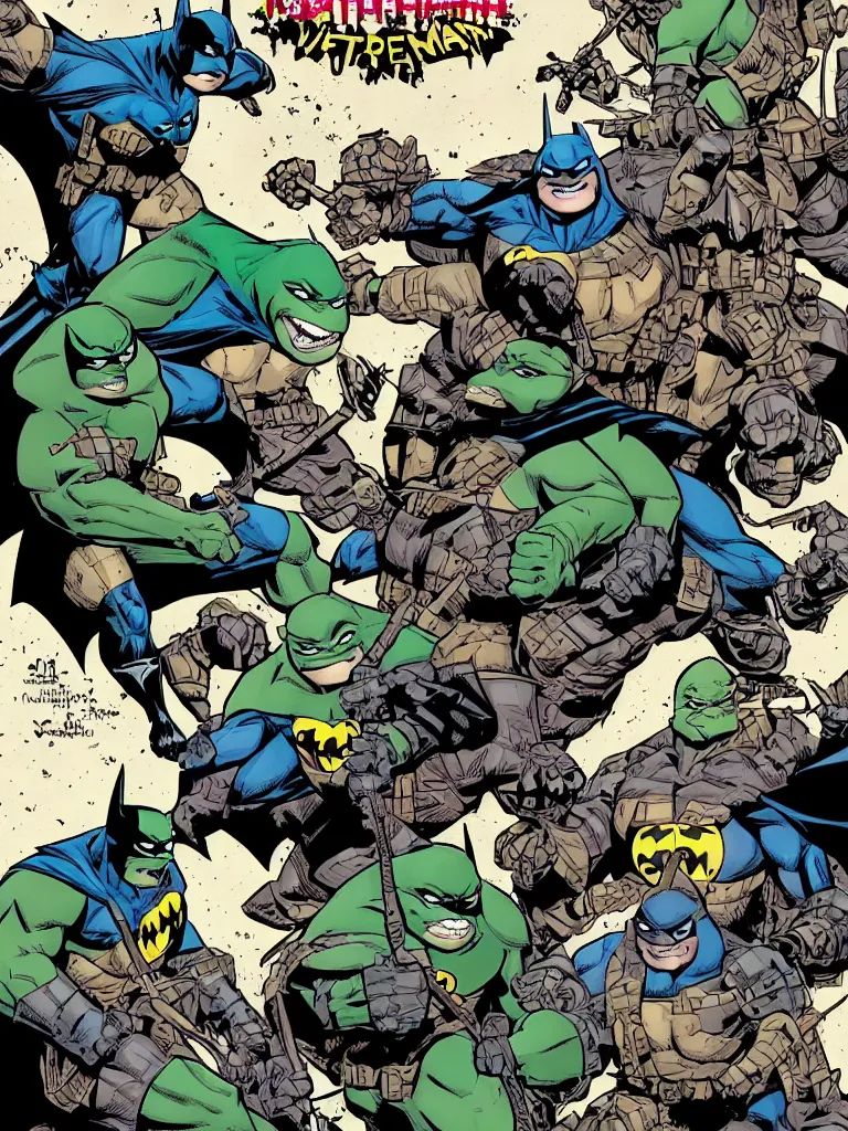 Batman and teenage mutant Ninja turtles crossover, Stable Diffusion
