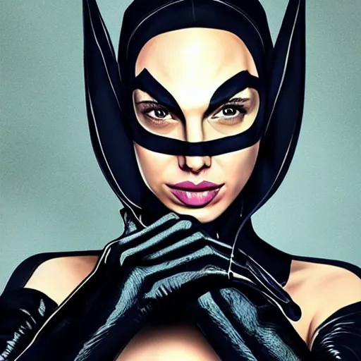 Image similar to A portrait of Gal Gadot as Catwoman