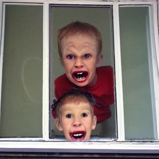 Prompt: nightmare fuel peering through your window, photo