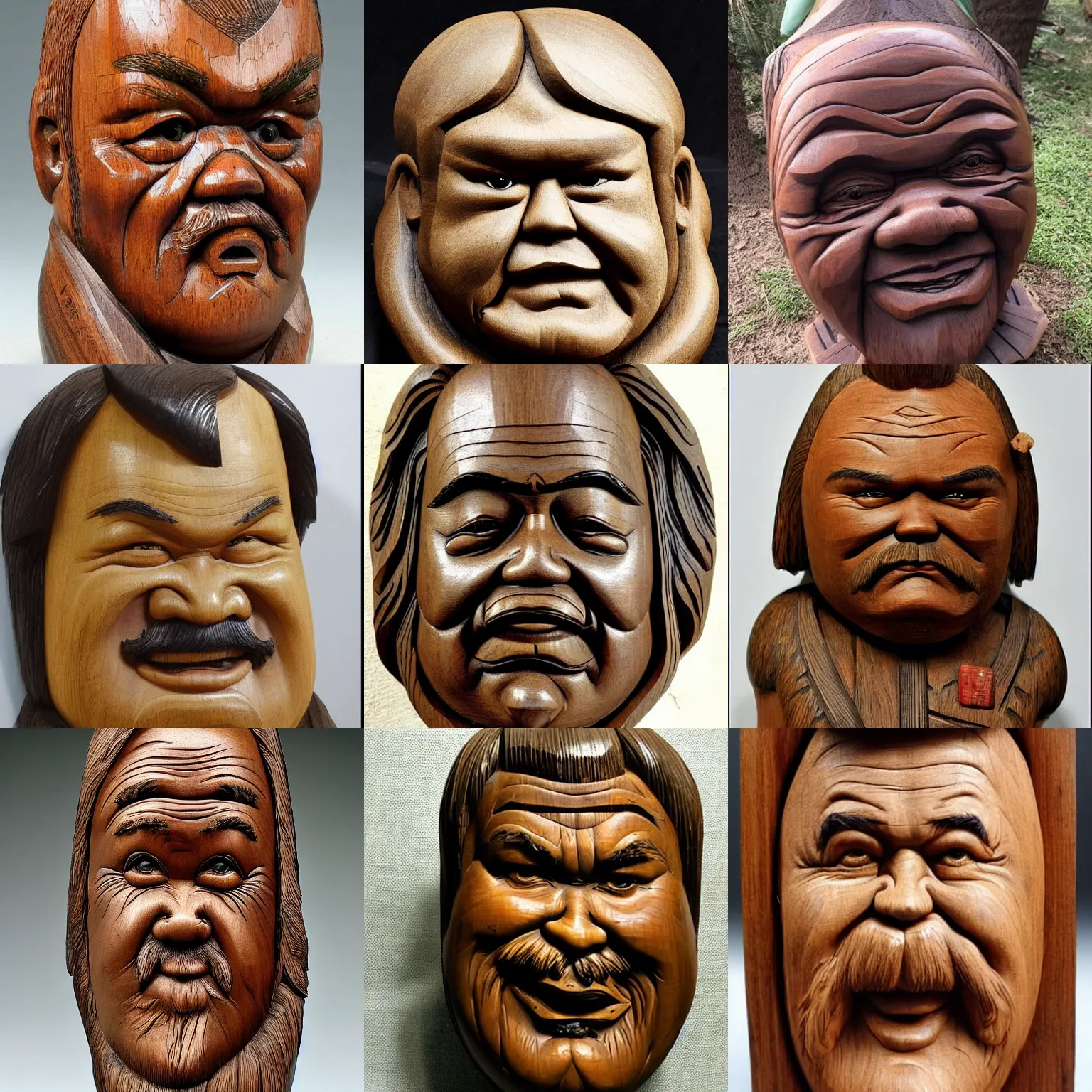 Prompt: jack black wood carving from a chinese master