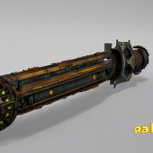 Image similar to railgun, concept art, steampunk, 3 d render, octane ray tracing, ultra high resolution, ultra detailed, photorealistic