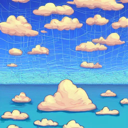 Prompt: blue floating island cartoon app background artwork, digital art, award winning