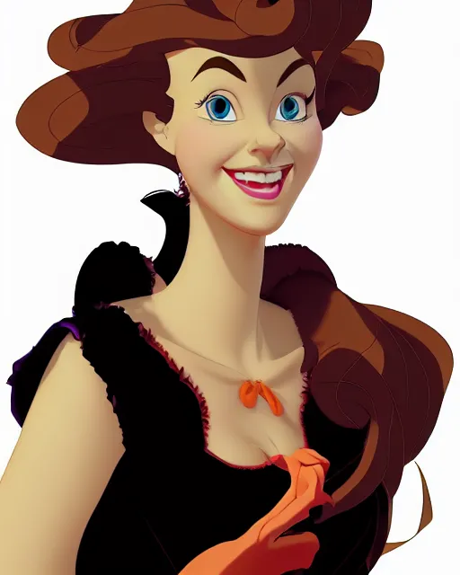 Image similar to lovely adult woman character portrait, by don bluth, highly detailed, dynamic shadows, 4 k, splash art