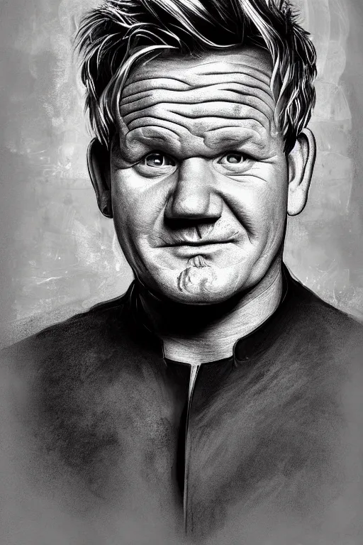 Prompt: A portrait of Gordon Ramsay, digital art, round corners, heavy shading