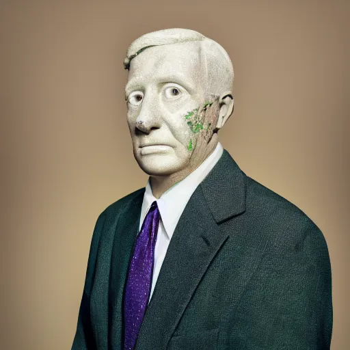 Prompt: augustus aloysius corporate portrait, senior sales marketing acquisitions ceo executive vp, purple green color scheme, professional studio lighting, hyperreal detailed lifelike facial features, corporate portraiture shot by cindy sherman and david lynch