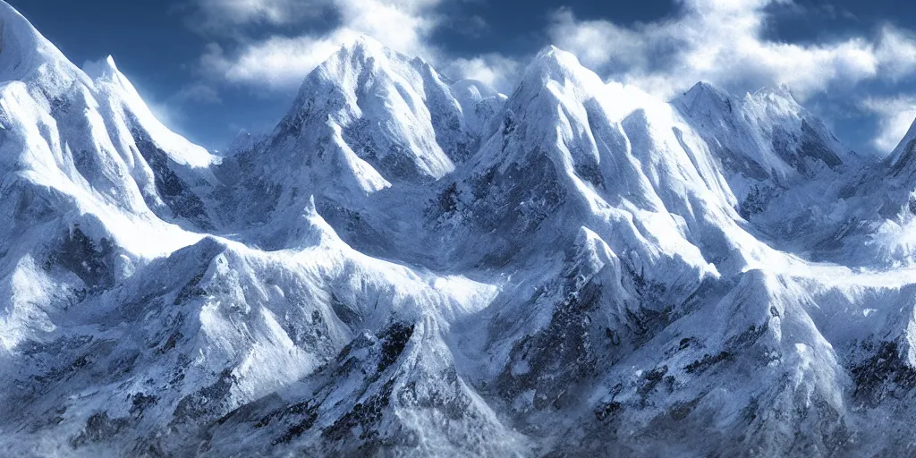 Prompt: Himalayan snowy Mountains, realistic, Digital art