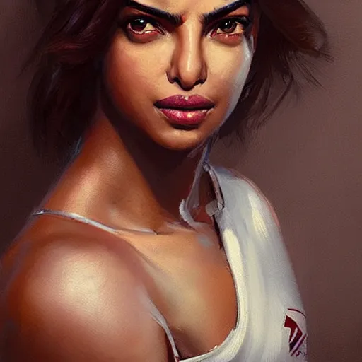 Image similar to “ portrait of priyanka chopra by greg rutkowski, young, attractive, highly detailed portrait, scifi, digital painting, artstation, concept art, smooth, sharp foccus ilustration, artstation hq ”