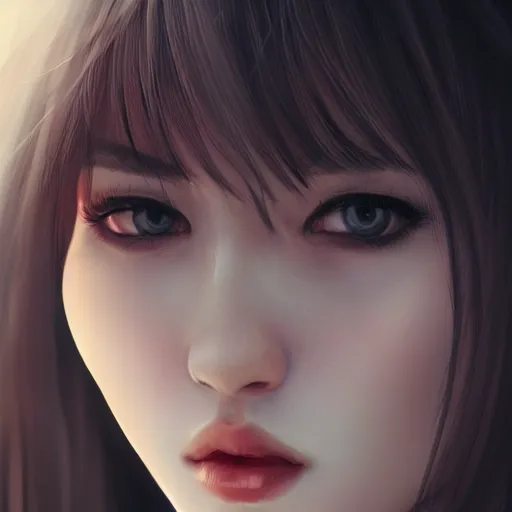 Image similar to a beautiful girl by wlop, closeup headshot, 8 k, closeup, high detailed, smooth, trending on artstation, digital illustration.