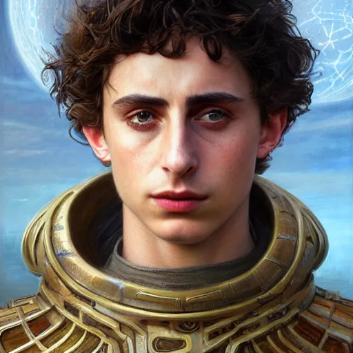 Image similar to timothee chalamet as a character in dune, closeup portrait art by donato giancola and greg rutkowski, realistic face, digital art, trending on artstation, symmetry!!