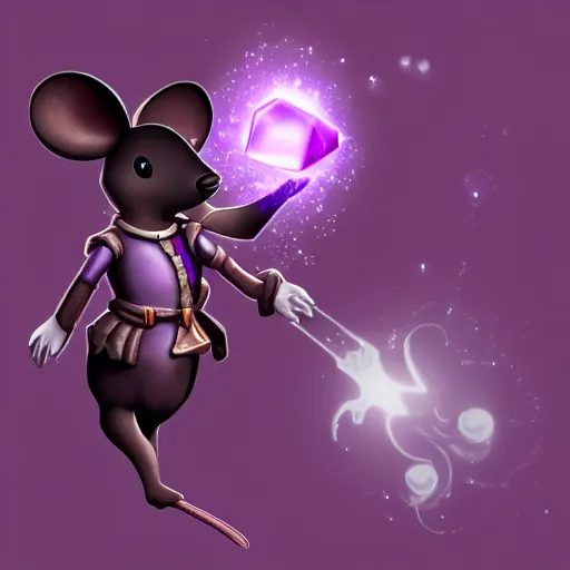 Prompt: mouse reaches for floating purple crystal, RPG Portrait, trending on Artstation, award winning