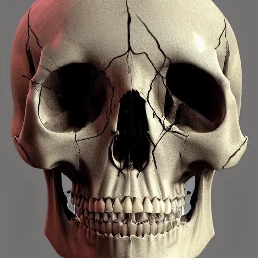 Image similar to real human skull with circluar digital eyes