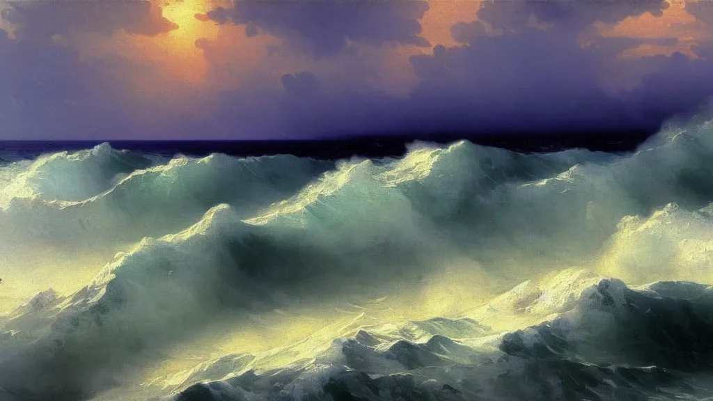 Image similar to ocean waves by ivan aivazovsky, by joaquin sorolla, 4 k resolution