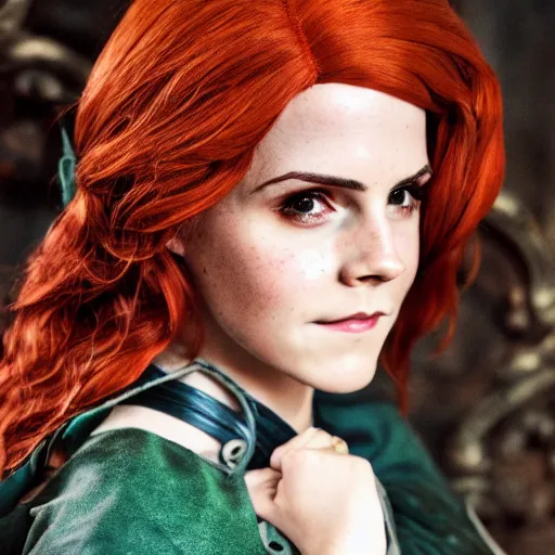 Image similar to Triss Merigold cosplay by Emma Watson, 8k, professional photography, cinematic studio shot